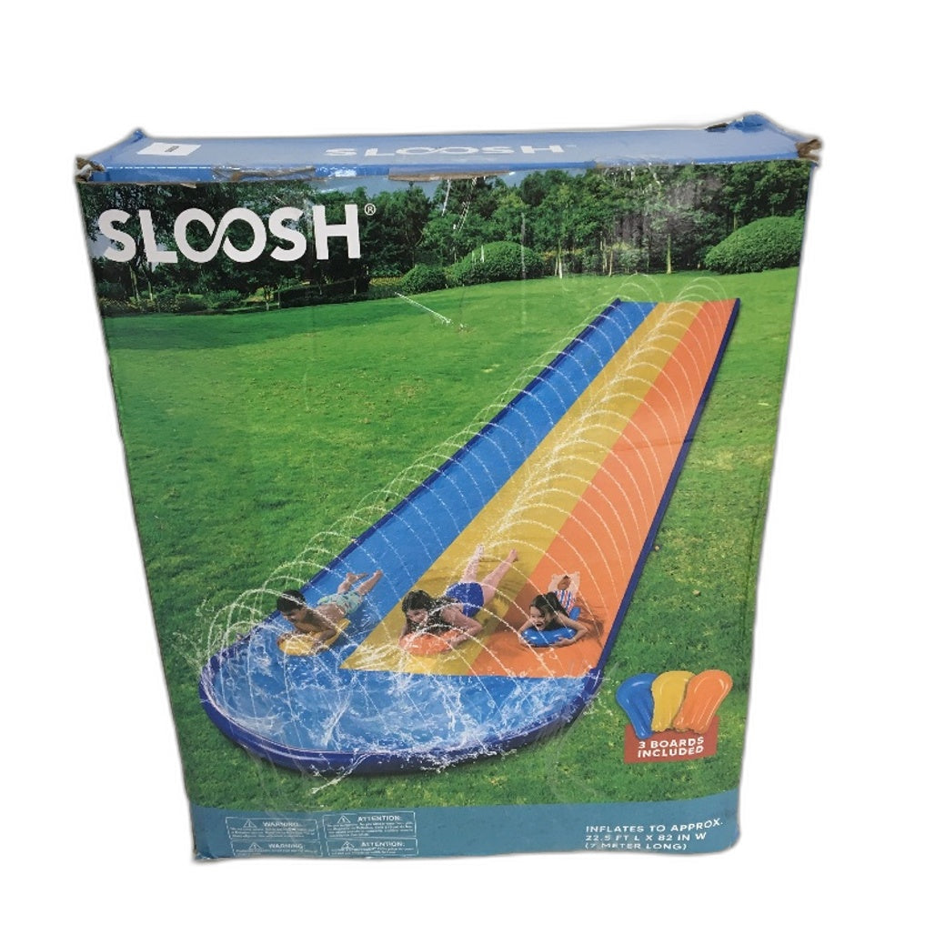 Sloosh 22.5 Feet Triple Backyard Water Slide with 3 Inflatable Body Boards DEMO