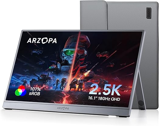 ARZOPA Z3FC 16.1 Inch 180Hz 2.5K QHD sRGB Ultra Slim Portable Monitor NEW