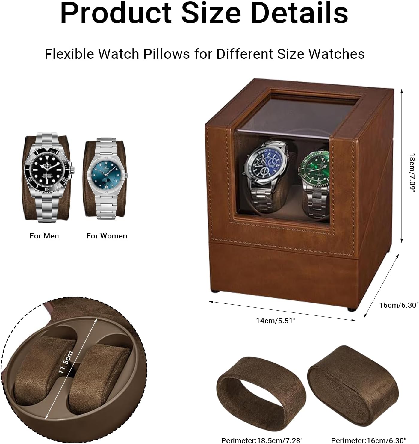 LIAN Brown PU Leather Automatic Double Watch Winder Storage Case NEW