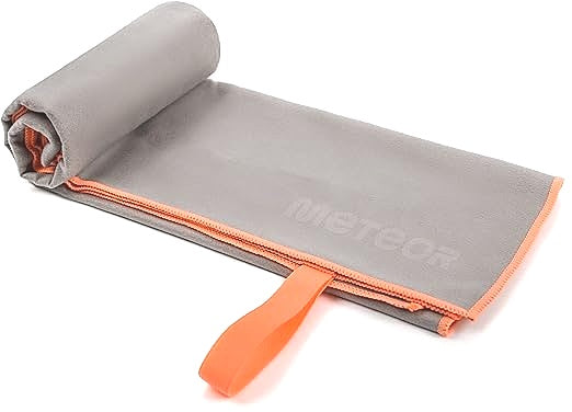 Meteor Quick Dry Microfibre Grey Orange Gym Sports Towel Size Large 80x130cm NEW