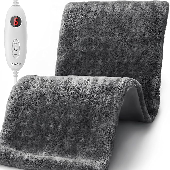 Renpho Fast Heating Electric Plush Heating Pad in Gray 61x31cm NEW