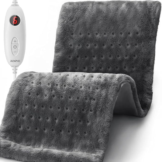 Renpho Fast Heating Electric Plush Heating Pad in Gray 61x31cm NEW