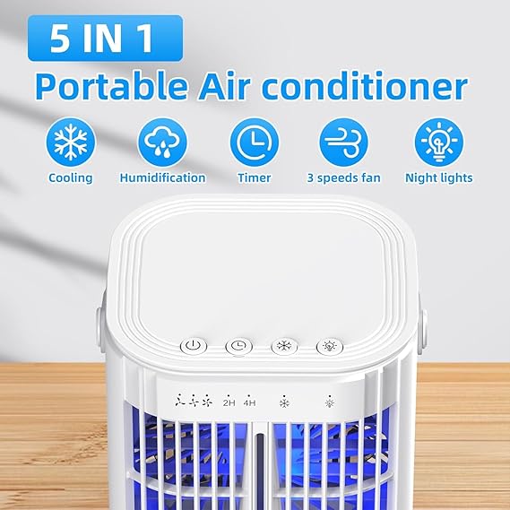 YP2306 Portable Air Conditioner Mini Evaporative Cooler Fan With Water Tank NEW