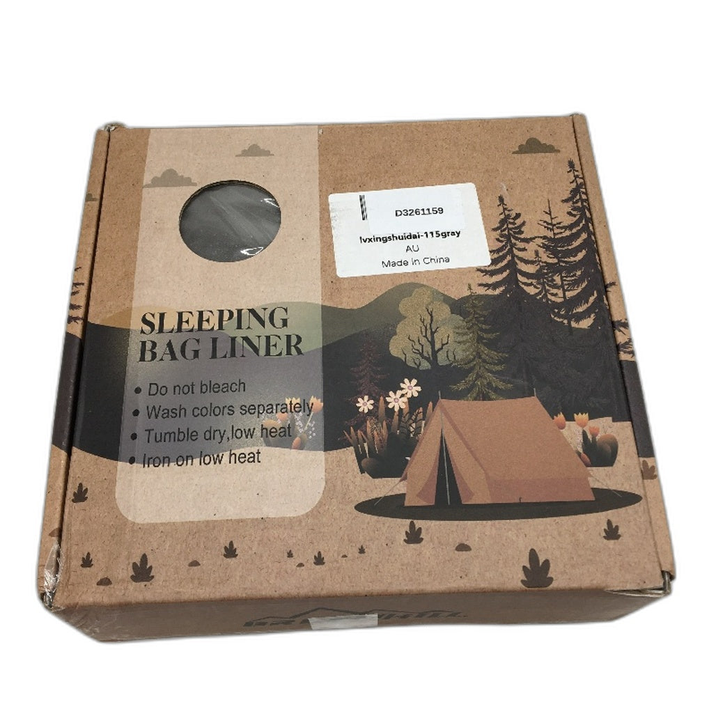 Breenhill Grey Sleeping Bag Liner with Earplugs and Sleep Mask Single Size NEW