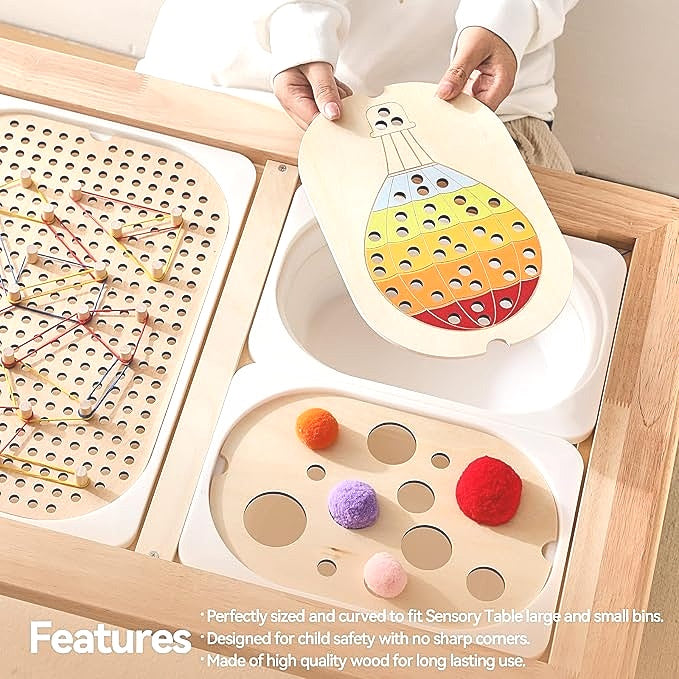 IEATFO 3 Pack Wooden Sensory Boards Size & Colour Cognitive Learning Toys NEW