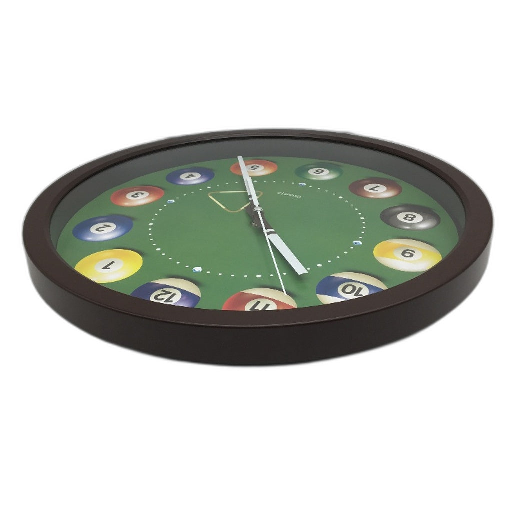 Billiard Pool Ball Quartz Wall Clock 14 Inch Snooker Game Battery Operated NEW