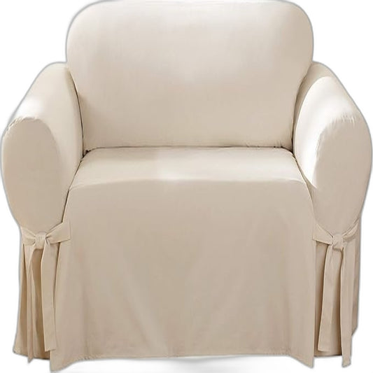 SUREFIT Heavyweight Cotton Duck Loveseat Box Cushion Slipcover Relaxed Fit NEW