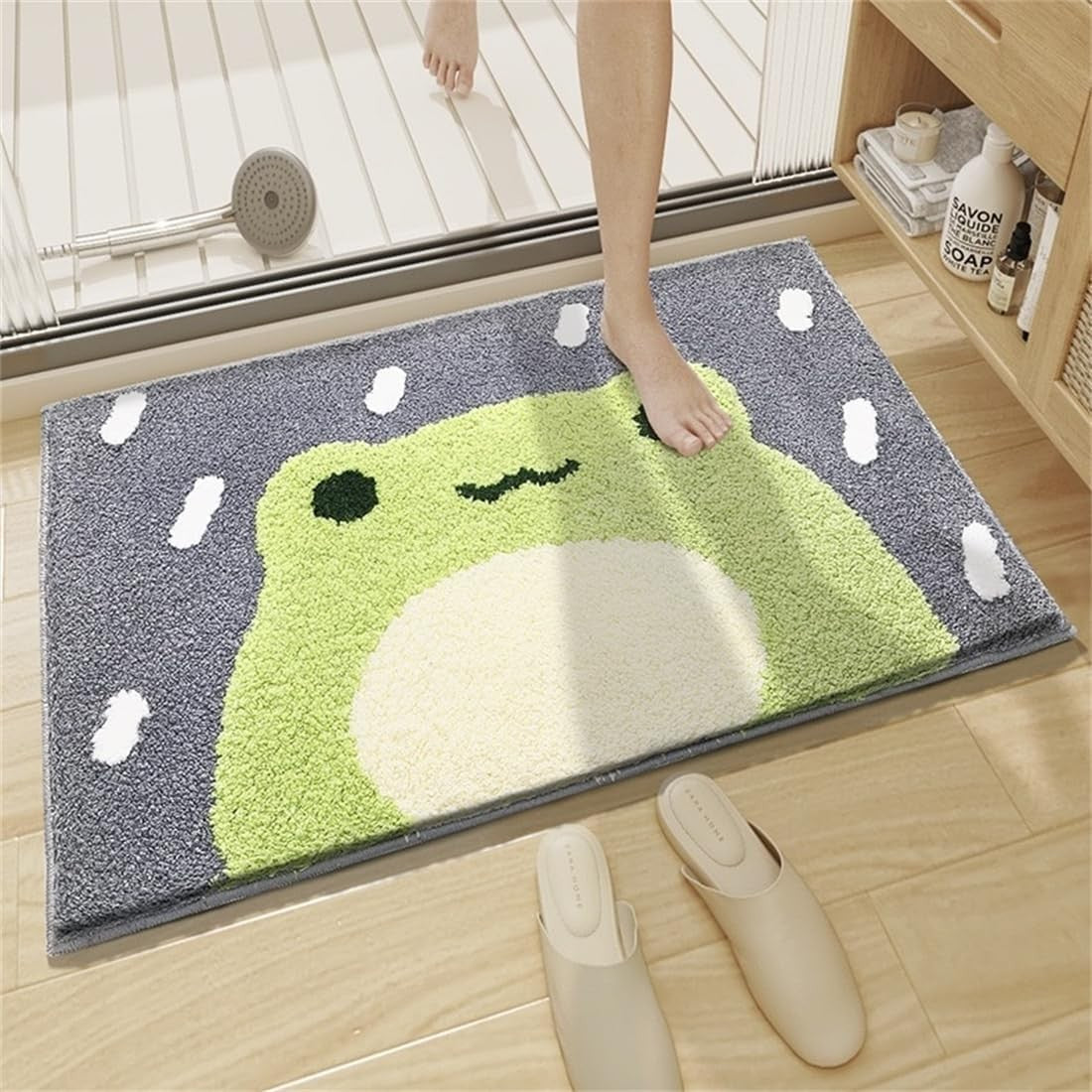 Ankah Luxury Shaggy Bath Mat Little Frog Design, High Absorbent, Australia...