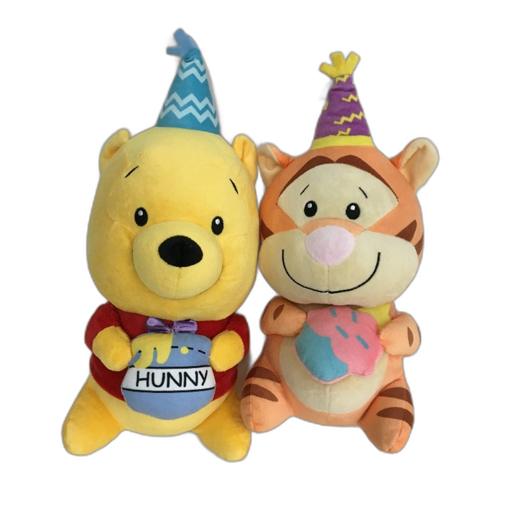 Winnie The Pooh & Tigger With Party Hat 2 Pack Soft Plush Toys Plushies NEW