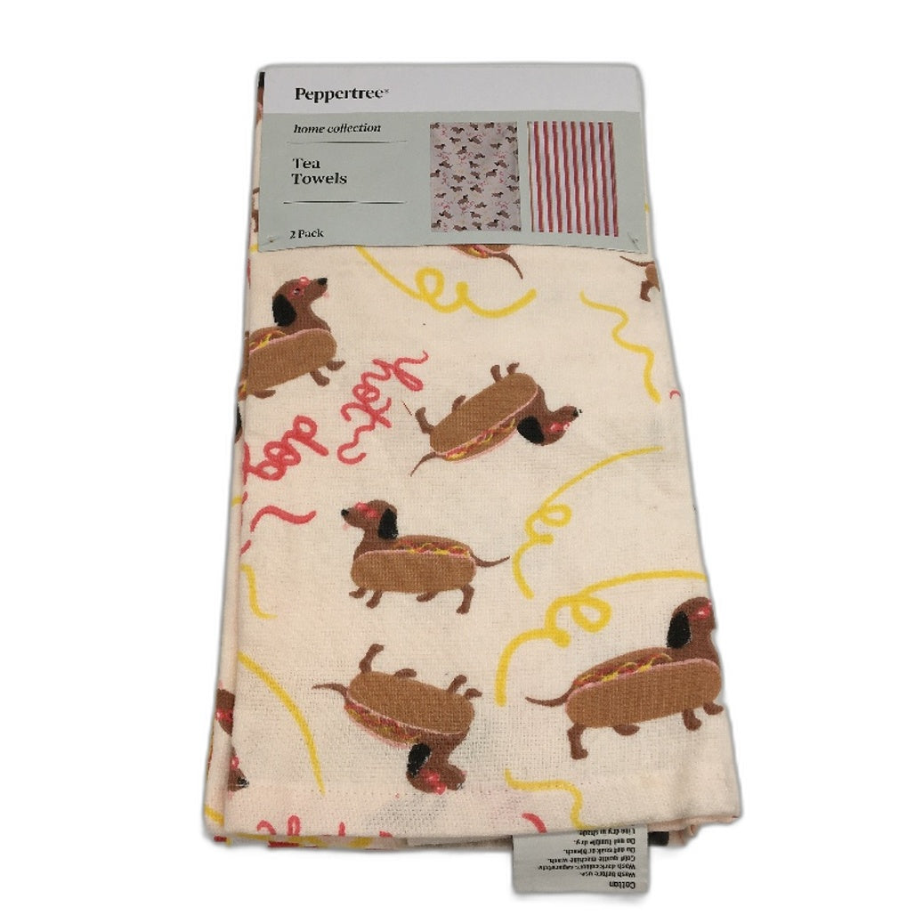 Peppertree 100% Cotton Mutlicoloured Dog Themed 3 x 2 Tea Towel Pack NEW