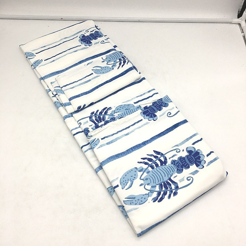 Peppertree 2x Cotton White Blue Lobster Theme Rectangle 130x178cm Tablecloth NEW
