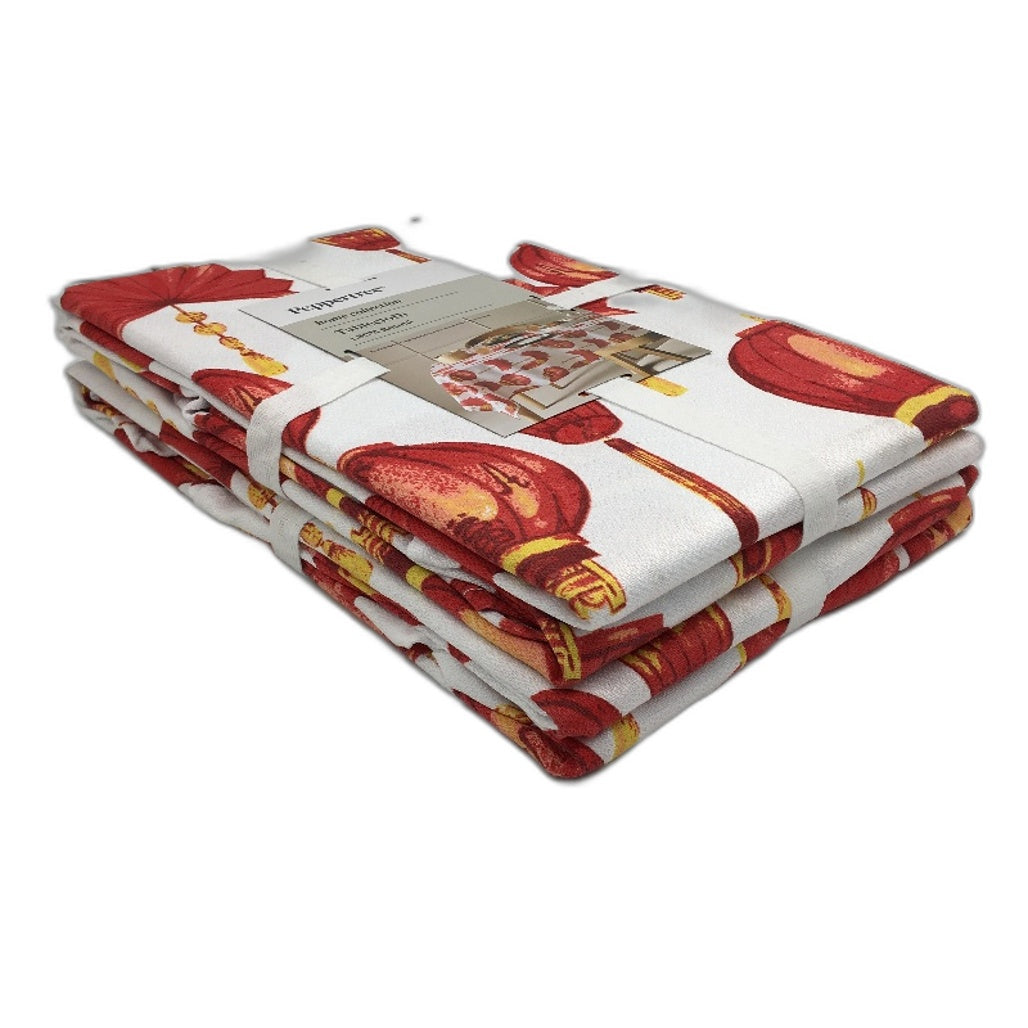 Peppertree 2x Oriental Lantern Cotton Blend Round 1.8m Tablecloths 6-8Seater NEW