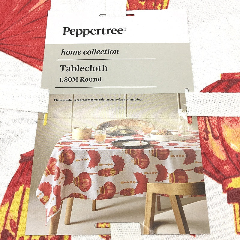 Peppertree 2x Oriental Lantern Cotton Blend Round 1.8m Tablecloths 6-8Seater NEW