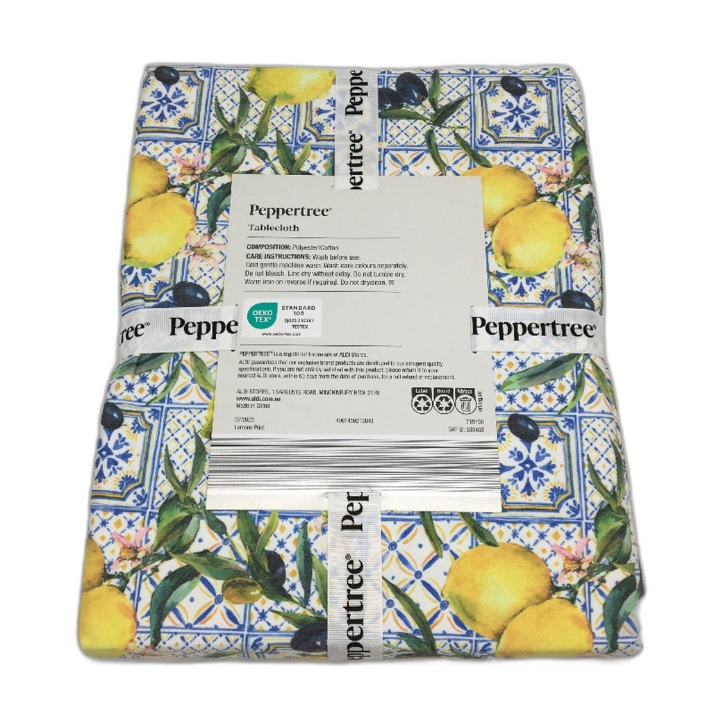 Peppertree Italian Alfresco Print 130x178cm Tablecloth & Pot Holder Pack NEW