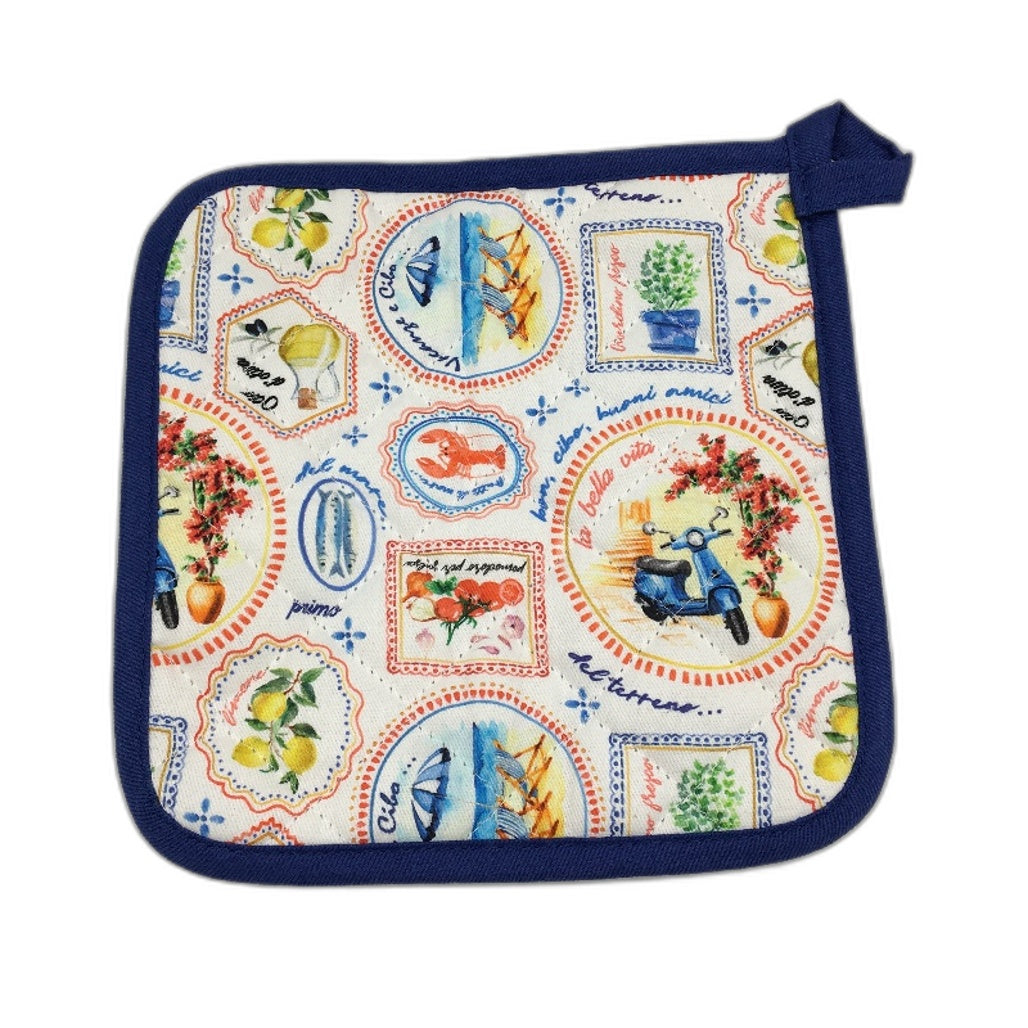 Peppertree Italian Alfresco Print 130x178cm Tablecloth & Pot Holder Pack NEW