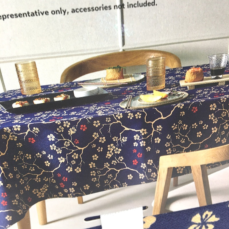 Peppertree Navy Blue Cherry Blossom 4-6Seater Rectangle 1.3mx1.8m Tablecloth NEW