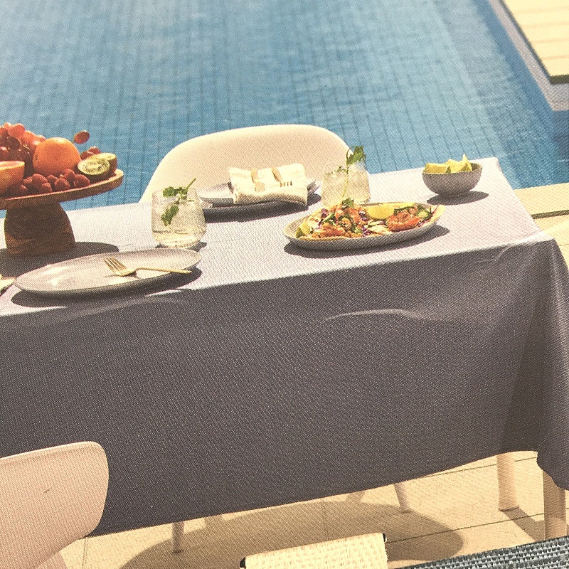 Peppertree Rectangle Textured Steel Blue Outdoor Tablecloth 1.5 x 2.75m NEW