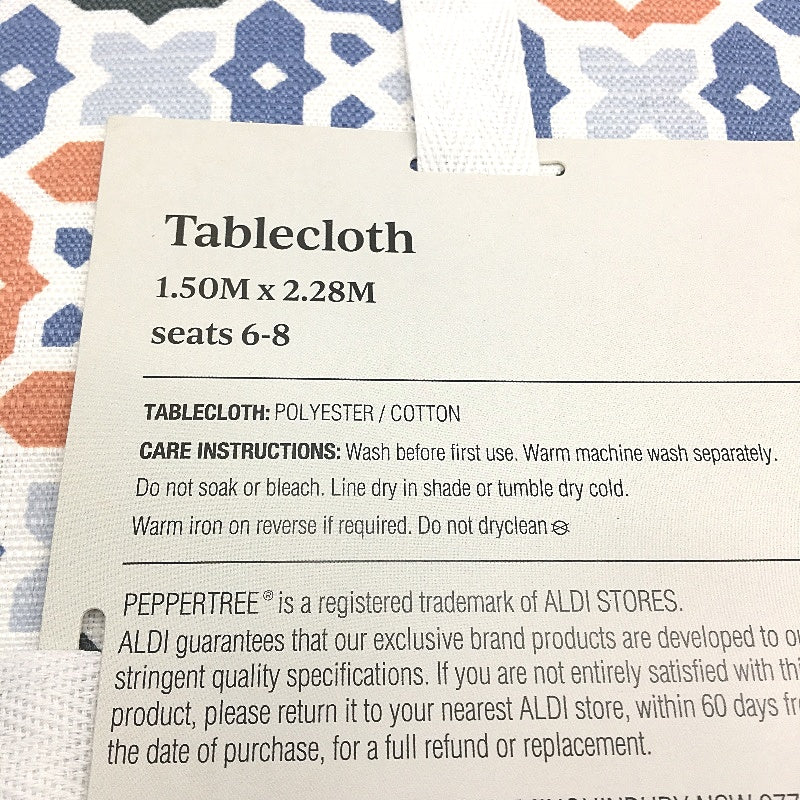 Peppertree Home Collection Aztec Print Rectangle Tablecloth 150 x 228cm NEW
