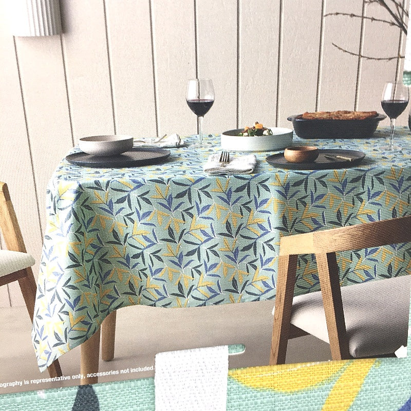 Peppertree Home Collection Aqua Leaf Rectangle Seat 4-6 Tablecloth 1.3x1.78m NEW