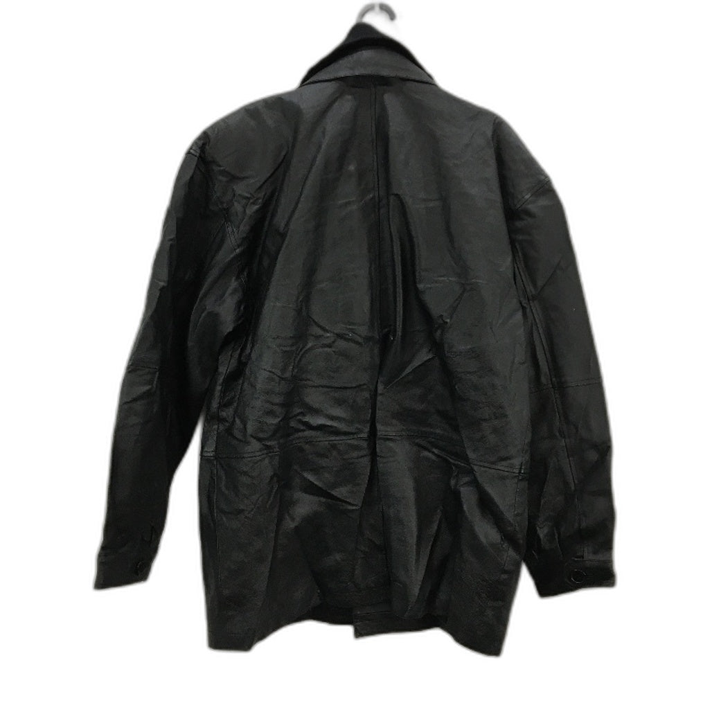 VINTAGE Clever Genuine Leather Fully Lined Zip & Button Outwear Coat Mens Size L