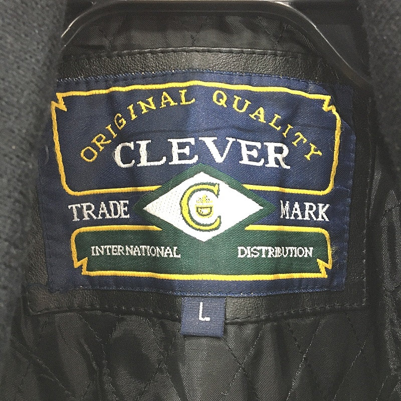 VINTAGE Clever Genuine Leather Fully Lined Zip & Button Outwear Coat Mens Size L