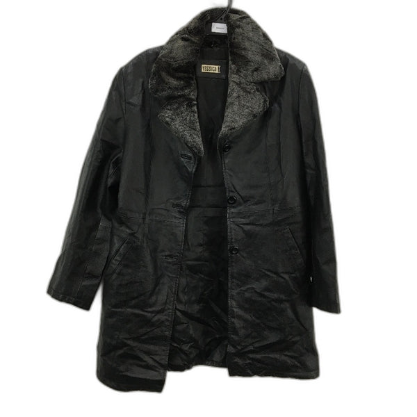 Yessica Genuine Leather Fully Lined Button Up Outwear Coat Ladies Size XS