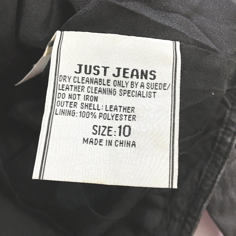 Just Jeans Genuine Leather Fully Lined Zip Up Biker Style Jacket Ladies Size 10