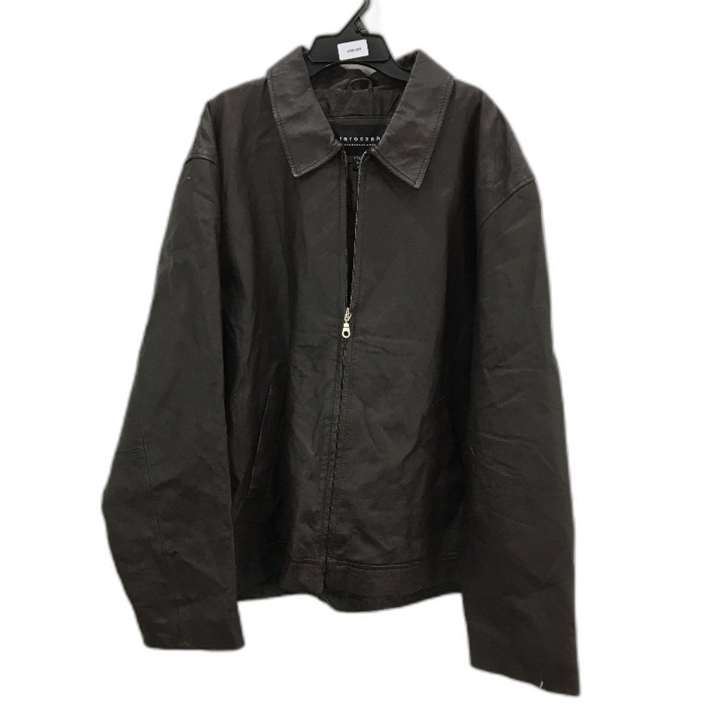Taro Cash Chocoalte Brown Genuine Leather Fully Lined Zip Up Jacket Mens Size XL