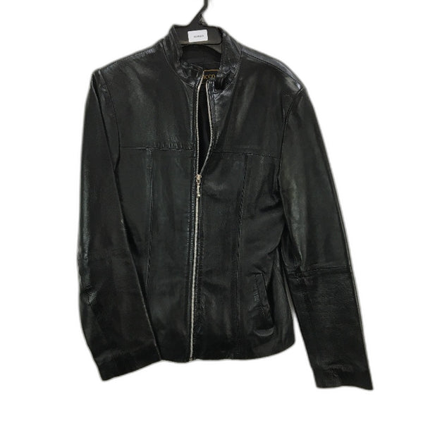 Siricco Soft Genuine Leather Black Fully Lined Zip Up Jacket Ladies Size 10