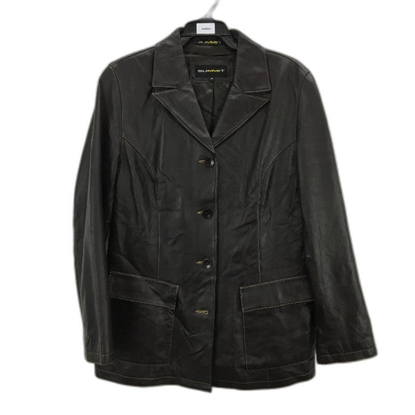 Summit Soft Genuine Leather Brown Fully Lined Button Up Jacket Ladies Size 14