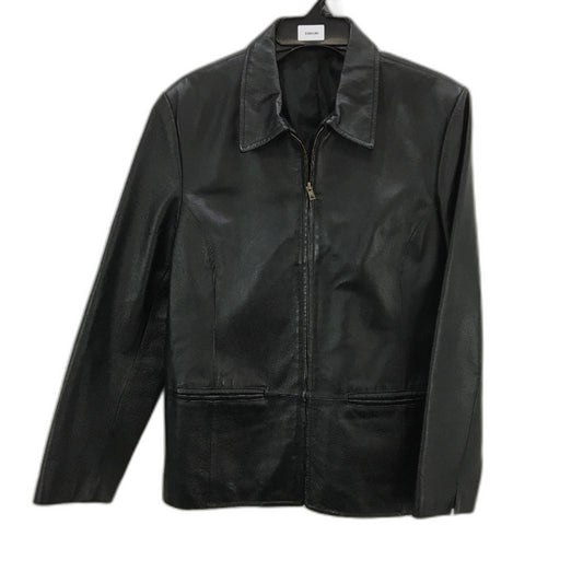 Genuine Leather Black Fully Lined Zip Up Mid Length Jacket Ladies Size 14