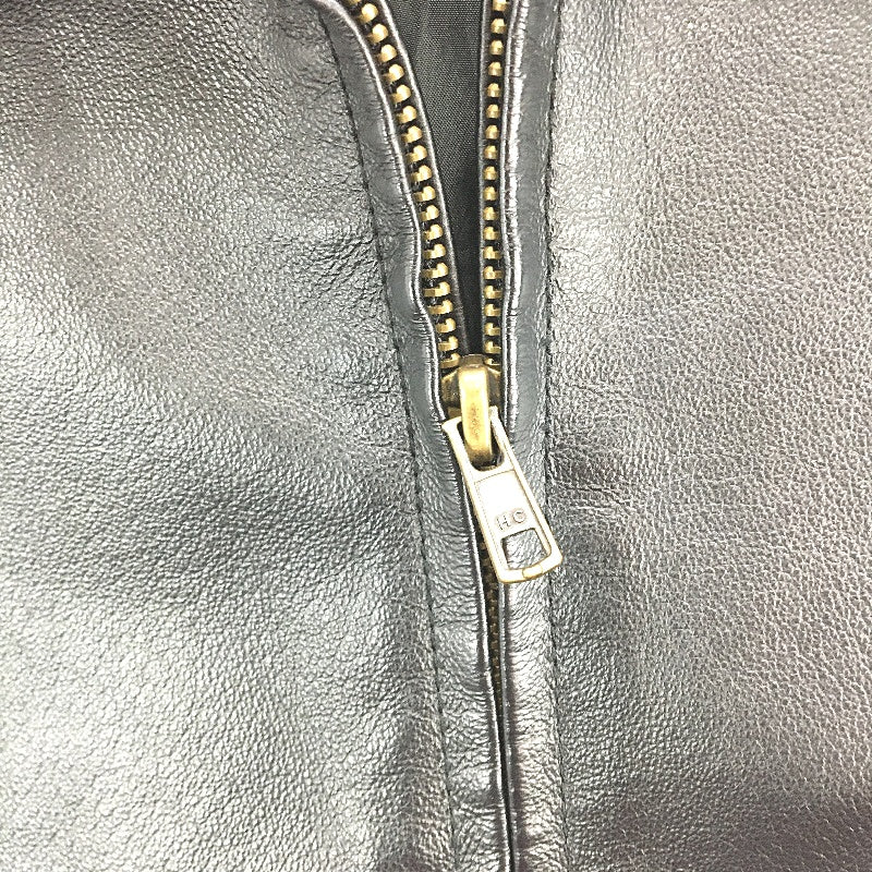 Genuine Leather Black Fully Lined Zip Up Mid Length Jacket Ladies Size 14