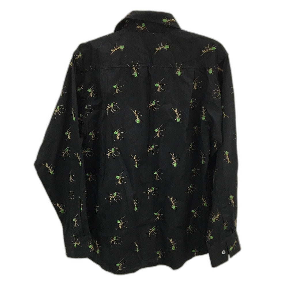 Jimmy Stuart Australia Cotton Black Bull Ant Embroidered LS Shirt Mens Size M