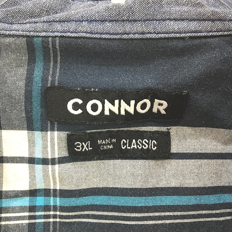 Connor Navy Blue Large Check 100% Cotton Short Sleeve Shirt Mens Size 3XL