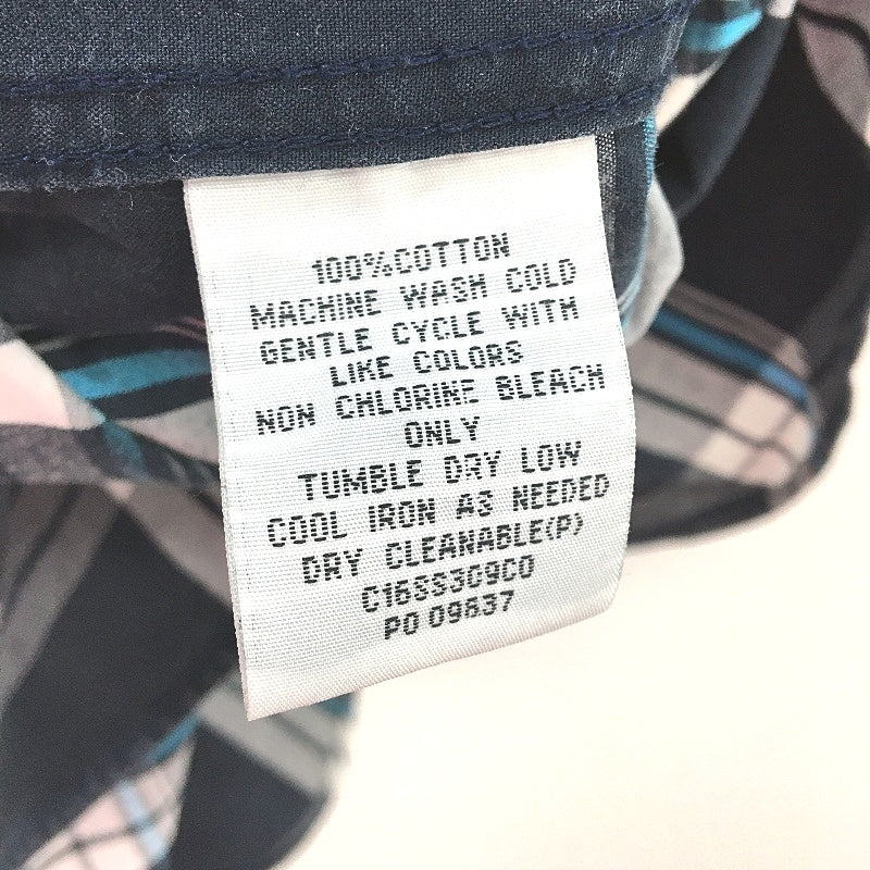 Connor Navy Blue Large Check 100% Cotton Short Sleeve Shirt Mens Size 3XL