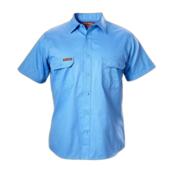 Hard Yakka Blue Medit Cotton Drill Short Sleeve Shirt Mens Size Large Y07510 NEW