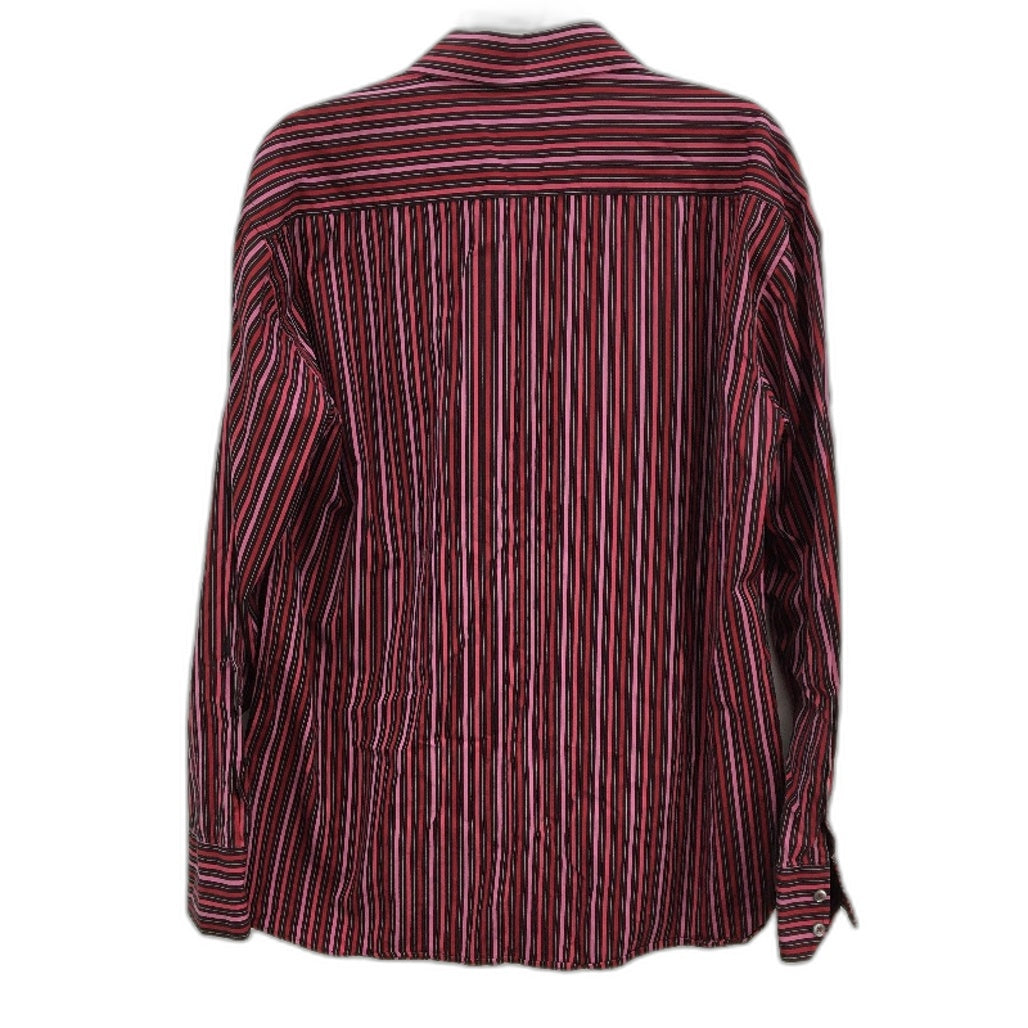 Scandale Slim Italian 100% Cotton Pink & Red Stripe L/Sleeve Shirt Mens Size XL