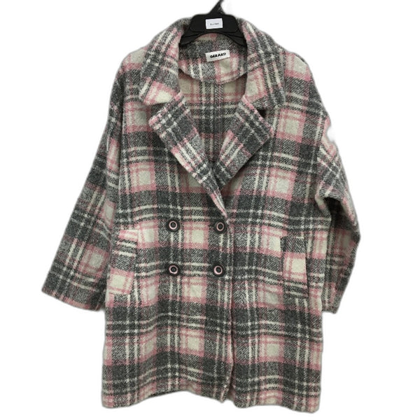 Gerard Grey & Pink Check Knit Textured Double Breasted Jacket Ladies Size 16