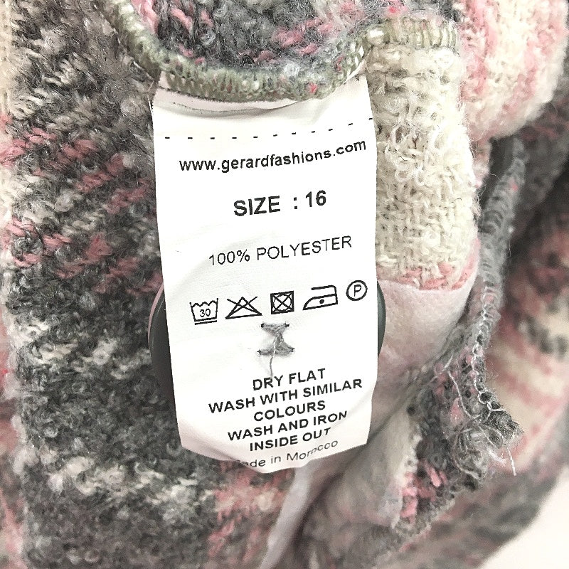 Gerard Grey & Pink Check Knit Textured Double Breasted Jacket Ladies Size 16