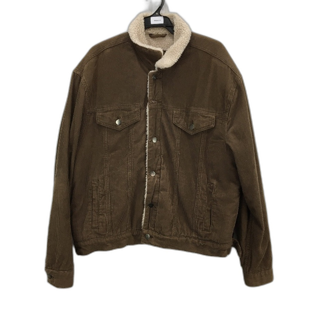 Nth Brown Cotton Corduroy Cream Fleece Line Jacket Mens Size Large
