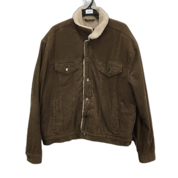 Nth Brown Cotton Corduroy Cream Fleece Line Jacket Mens Size Large