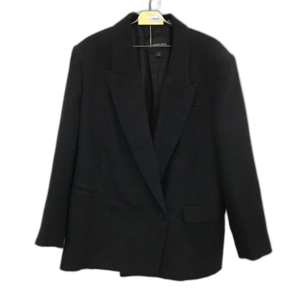 Country Road Black Linen Wool Blend Single Breasted Blazer Jacket Ladies Size 14
