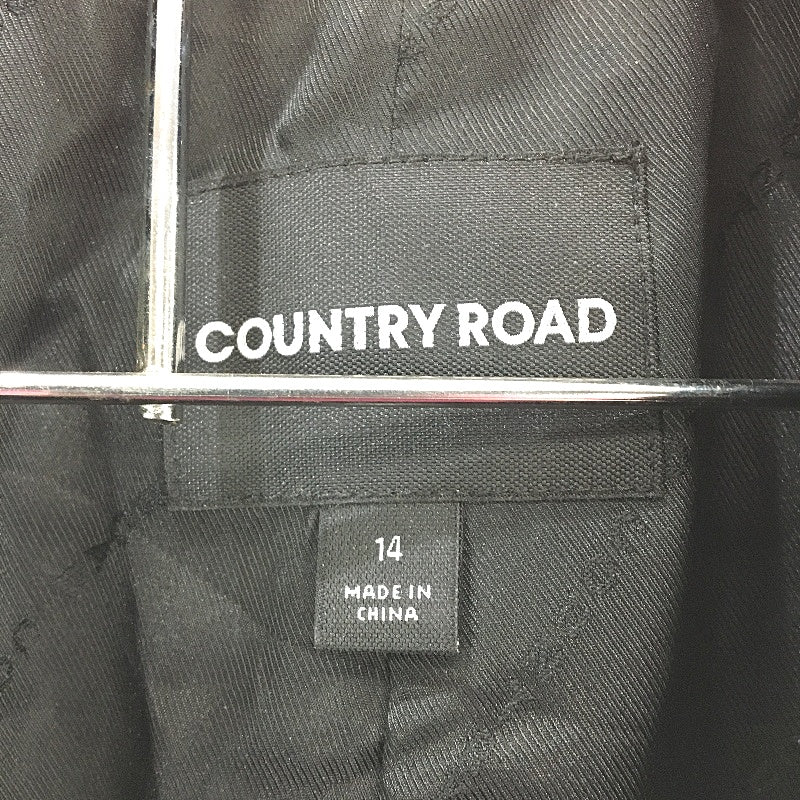 Country Road Black Linen Wool Blend Single Breasted Blazer Jacket Ladies Size 14