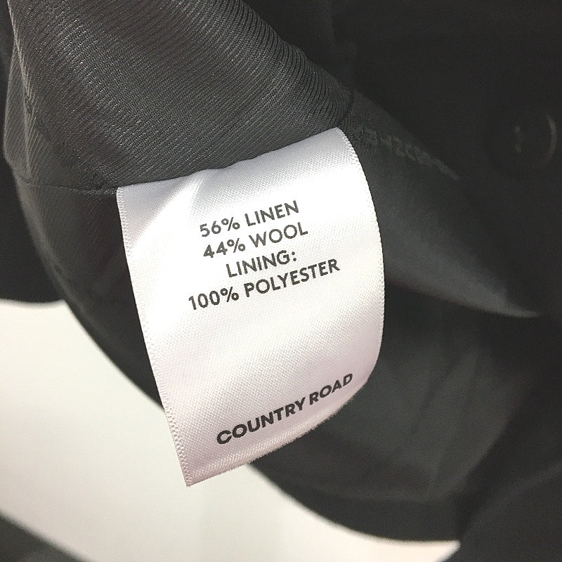 Country Road Black Linen Wool Blend Single Breasted Blazer Jacket Ladies Size 14