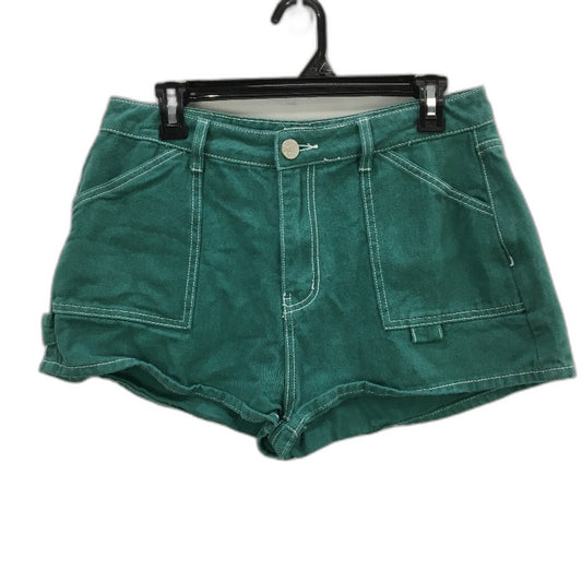 Desu 100% Cotton Green With White Stitching Denim Shorts Ladies Size 14