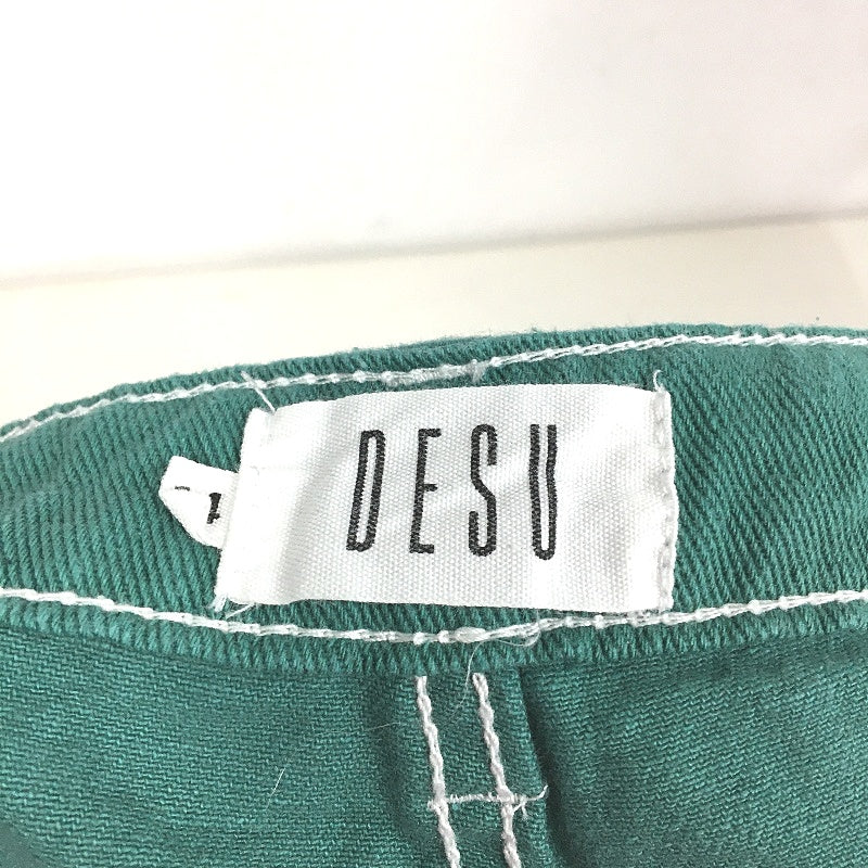 Desu 100% Cotton Green With White Stitching Denim Shorts Ladies Size 14