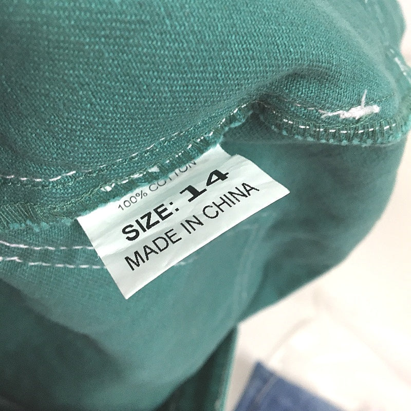 Desu 100% Cotton Green With White Stitching Denim Shorts Ladies Size 14