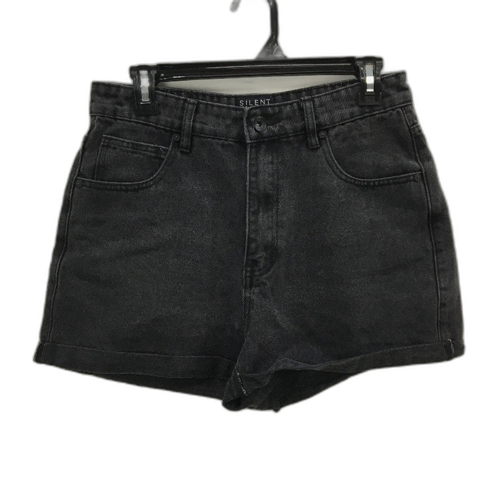 Silent Theory Cotton Blend Black Fade Cuffed Hem Denim Shorts Ladies Size 9