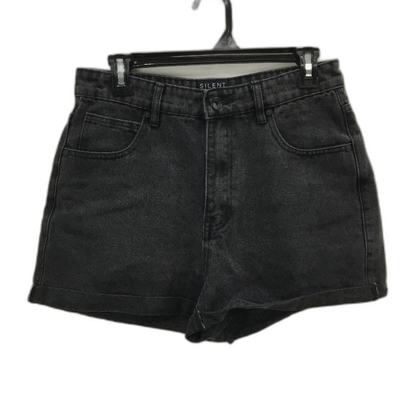 Silent Theory Cotton Blend Black Fade Cuffed Hem Denim Shorts Ladies Size 9