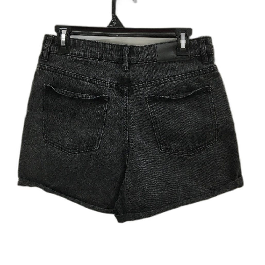 Silent Theory Cotton Blend Black Fade Cuffed Hem Denim Shorts Ladies Size 9